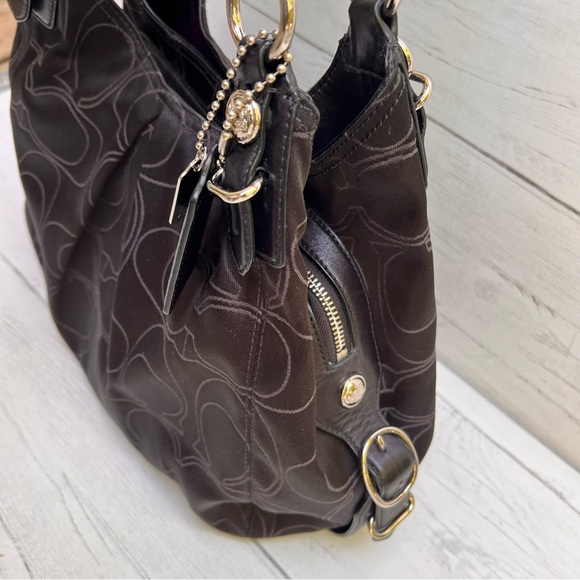 COACH Signature Maggie Mia Hobo Bag Black Sateen H1073-16153 Retired Style - Picture 8 of 14